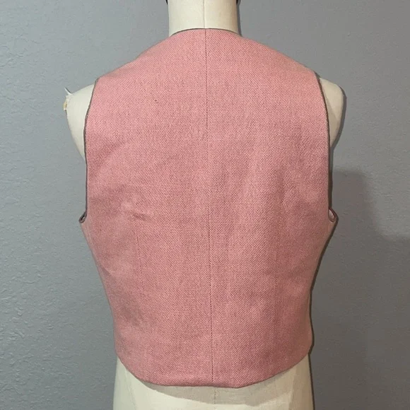 Vintage Women's Pink Tweed Suiting Vest Waistcoat size M/no size tag Cotton - Picture 6 of 8